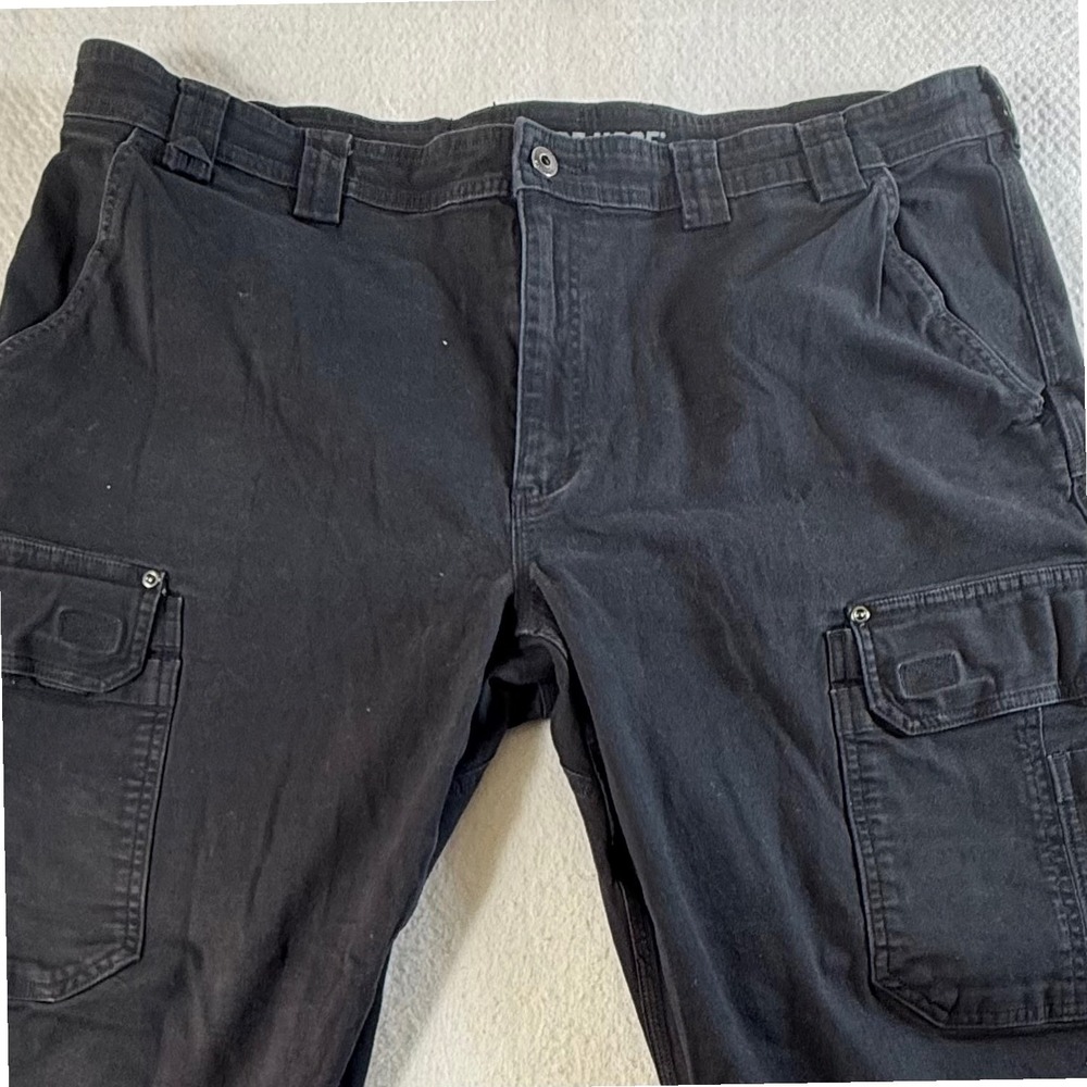 Duluth Trading Co Cargo Pants Mens 42x30 Flex Fire Hose Relaxed Fit Black